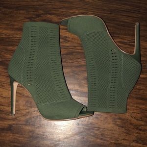 Steve Madden Open Toe Olive Green Ankle Booties